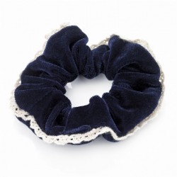 Scrunchie - Royal blue velvet look and lace design hair...