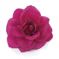 Hair flower - Fuchsia colour rose flower glitter hair...
