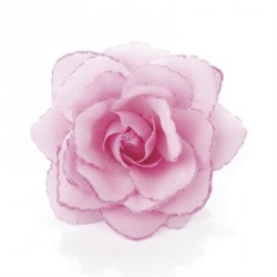 Hair flower - Pink rose flower glitter hair elastic and...