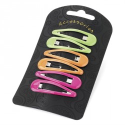 Hair clip set - 6 Six piece 5cm neon tone hair snap clip...