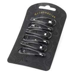 Hair clip set - 6 Six piece 5cm black enamel hair snap...