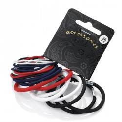 Hair tie set - 20 Twenty piece black, white, red and navy...