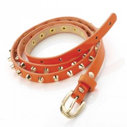 Belt - Neon orange and gold colour studded belt. - (BT26727)