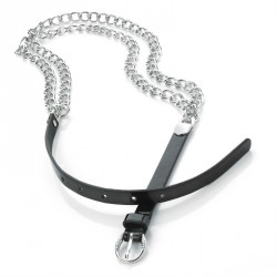 Belt - Two row black & silver colour chain belt. - (BT26707)