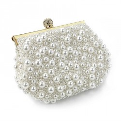 Purse - Gold and cream pearl colour bead crystal clutch...