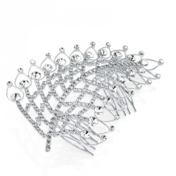 Hair comb - Silver colour crystal leaf design hair comb....