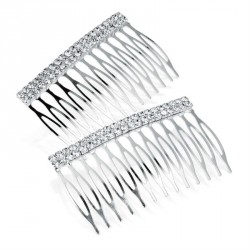 Hair comb - Two piece silver colour crystal hair comb...