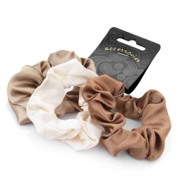 Scrunchie set - Three piece brown tone satin look...
