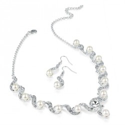 Necklace & Earring set - Silver and white pearl colour...