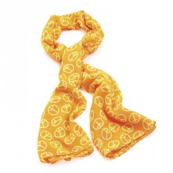 Scarf - Neon orange and yellow colour peace sign scarf. -...
