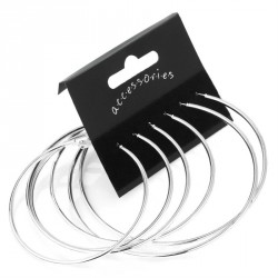 Earring set - Three pairs silver hoop earrings. - (ER26508)