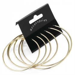 Earring set - Three pairs gold colour hoop set of...