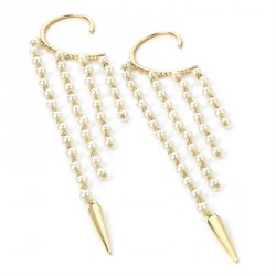 Earring - Gold and cream pearl colour bead ear hook...
