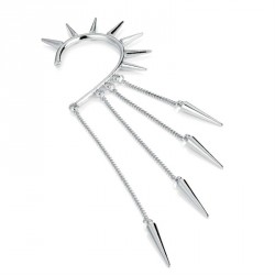 Earring - Silver colour stud look graduated chain tassel...