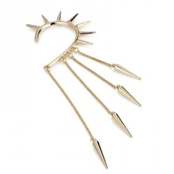 Earring - Gold colour stud look graduated chain tassel...