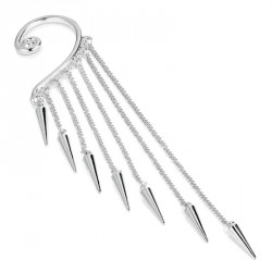 Earring - Silver colour stud look graduated chain tassel...