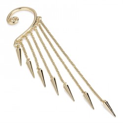 Earring - Gold colour stud look graduated chain tassel...