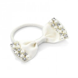 Hair bow - Cream colour hair bow elastic with cream...