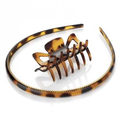 Headband & clip set - Two piece tortoise shell effect...