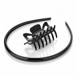 Headband & clip set - Two piece black colour headband and...