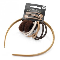 Hair accessories set - 11 Eleven piece brown tone...