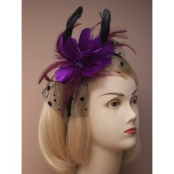 Fascinator Aliceband - large feather flower and spotty...