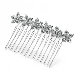 Hair comb - Flower design shiny silver colour crystal...