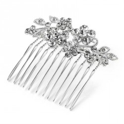 Hair comb - Flower design silver colour crystal wire hair...
