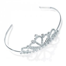 Tiara - Shiny silver colour crystal princess tiara. -...