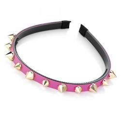 Headband - Fuchsia and gold colour stud headband. -...