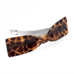 Hair clip - Brown tone animal print acrylic bow shape...