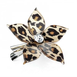 Hair clip - Animal print acrylic flower hair clip with...