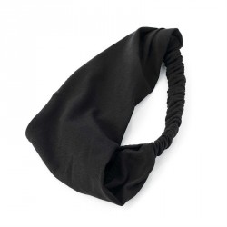 Basic plain black stretch head wrap. - (HA24957)