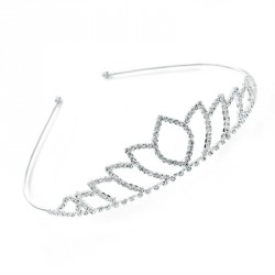 Tiara - Silver colour crystal princess tiara. - (T24769)