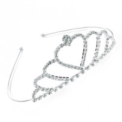 Tiara - Silver colour crystal heart design princess tiara...