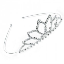 Tiara - Silver colour crystal princess tiara. - (T24766)