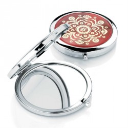 Compact Mirror - Shiny rhodium and red colour compact...