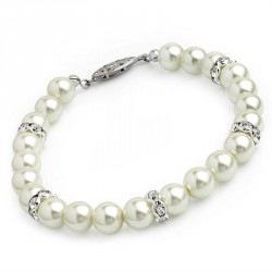 Bracelet - Cream pearl colour glass bead crystal...
