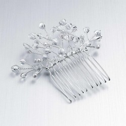 Hair comb - Silver colour crystal and white pearl colour...