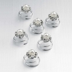 Hair gems - Six piece silver colour, crystal and pearl...