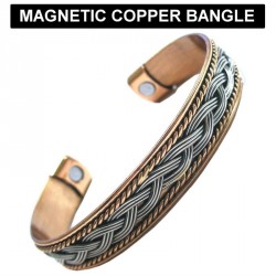 Bracelet - Copper and rhodium colour magnetic cuff bangle...