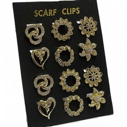 Scarf clips - Twelve pieces gold colour and crystal scarf...