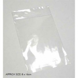 8cm wide  x 16cm high plastic bag with sealable lip. One...