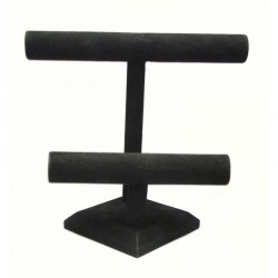 Black velvet effect double bar bangle and bracelet...
