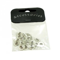 Twenty piece rhodium colour bullet and clear disc earring...