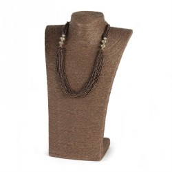 Dark brown string cord necklace display stand. - (DS26634)