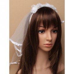 Headband Veil - White rosebud aliceband with white net veil.