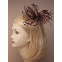Fascinator Clip & Pin - looped net and feather fascinator...