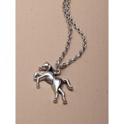 Necklace - 15in Silv horse pendant necklace.