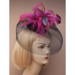 Fascinator Clip - large black net hatinator/fascinator...
